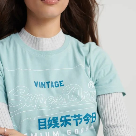 Superdry PG Lavel Outline Entry Tee Women's T-Shirt Size US 10 / NEW NWT - Picture 2 of 6